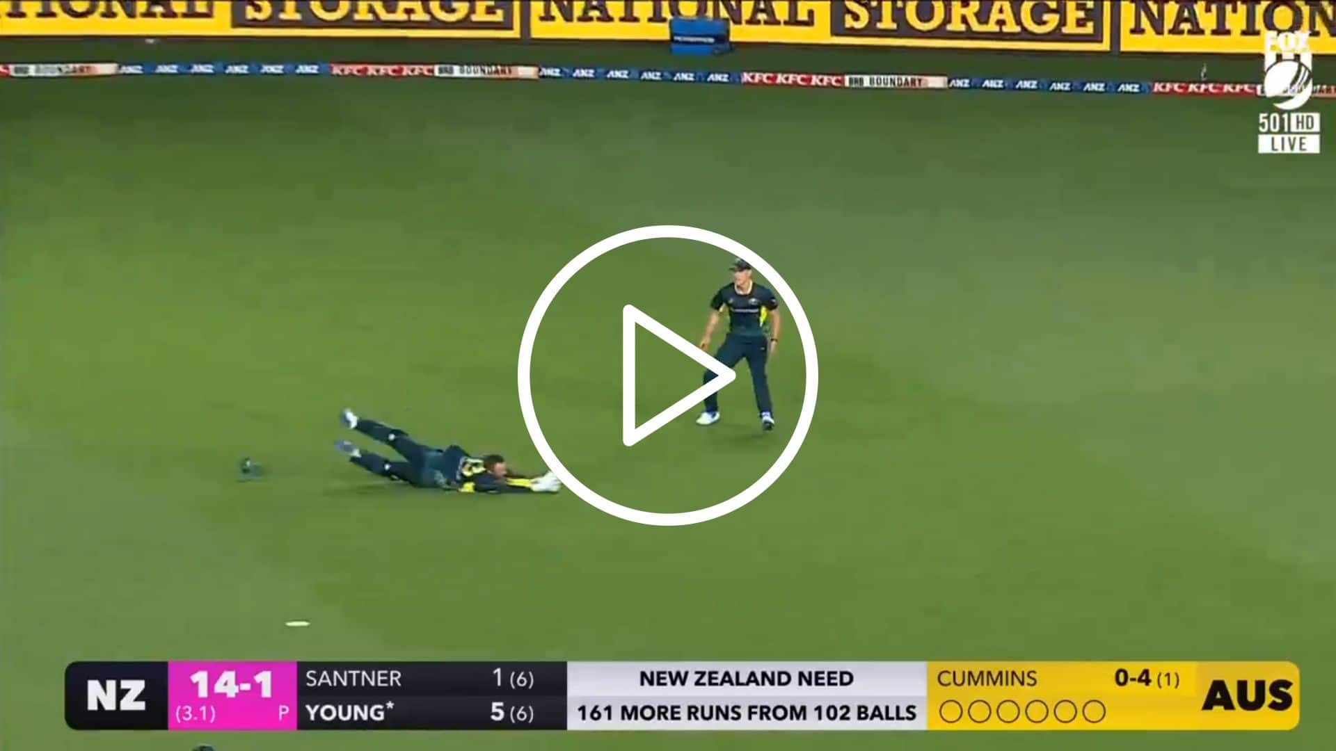[Watch] Matthew Wade Takes A Flying Stunner To Dismiss Will Young Off Pat Cummins' Delivery